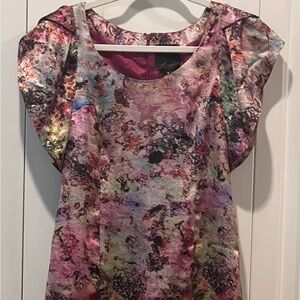 NWT: MCGINN PUFF SLEEVE PRINTED DRESS, SZ: 6